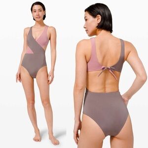 RARE Lululemon All That Glimmers Wrap One-Piece Lunar Rock/ Pink Taupe 🌿